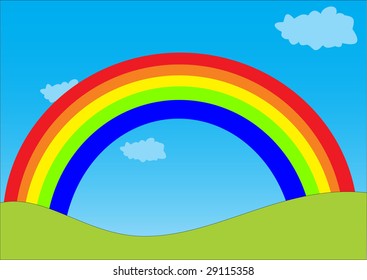 illustration of a landscape with a rainbow
