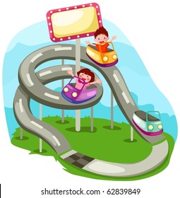 Illustration Of Landscape Rollercoaster Ride