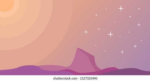 illustration of a landscape that shows the shift of day and night