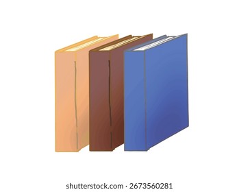 Ilustração de uma paisagem com livros grossos de cores diferentes alinhados