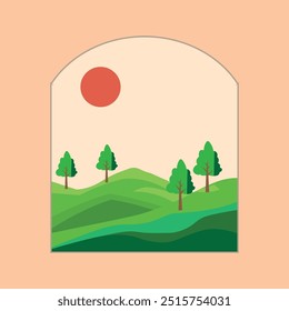  Ilustración de un paisaje, árbol