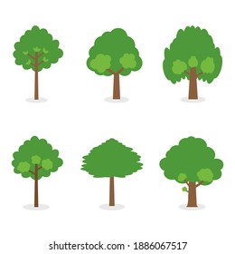 Illustration of landscape trees and nature woods on white background. 