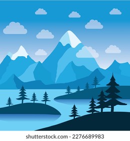 illustration landscape vector design illustration line art