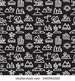 illustration of landscapes and nature seamless pattern