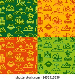 illustration of landscapes and nature seamless patterns, file includes 5 patterns in the swatches