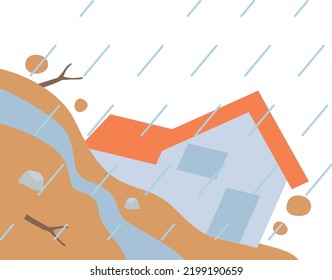 Illustration of a landslide and a house