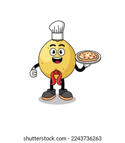 Illustration of langsat as an italian chef , character design