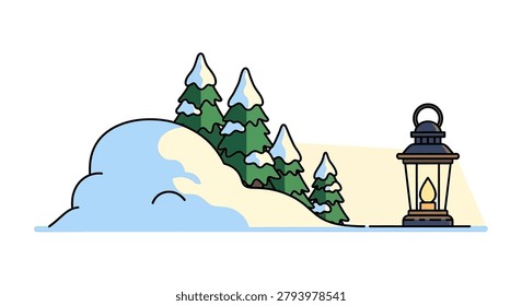 Illustration of a lantern with a flame