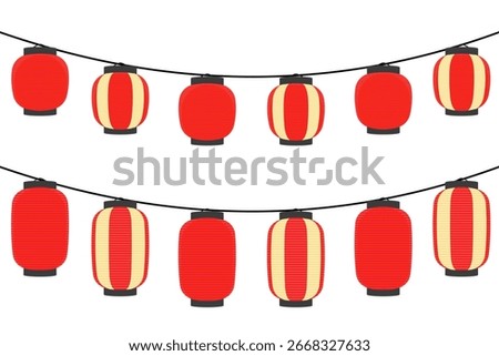 Illustration of lanterns hanging on a string Color no line