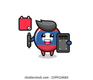 Illustration of laos flag badge mascot as a graphic designer , cute design