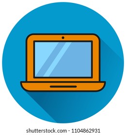 Illustration of laptop circle blue flat icon