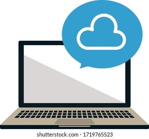 Illustration of laptop and cloud.