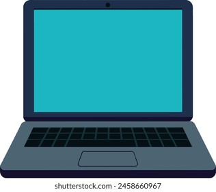 Ilustración de una computadora portátil con pantalla azul aislada sobre fondo blanco