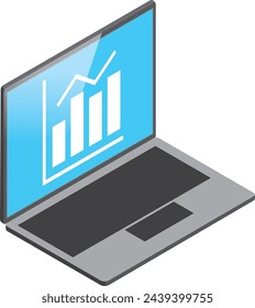 illustration of a laptop computer displaying a graph