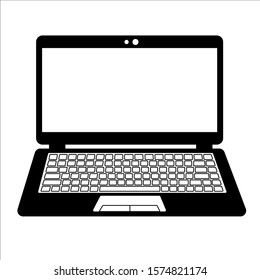 illustration of a laptop computer, flat black and white design icon