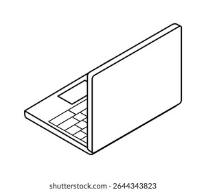 Illustration of a laptop computer seen from behind Vector