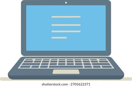 Ilustración de una computadora portátil con texto en la pantalla.