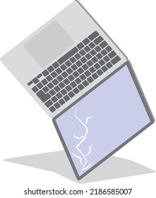 Illustration of a laptop computer that fell and broke