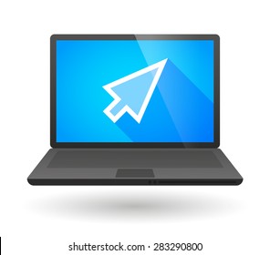 Illustration of a laptop icon with a cursor