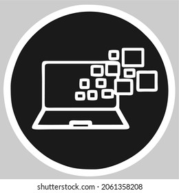 Illustration of laptop inside the circle, has the sense that technology has many benefits. Suitable for online shopping icon or other creative design