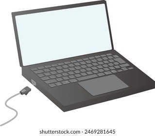 Illustration of laptop and LAN cable