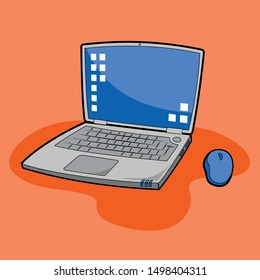 illustration of a laptop notebook with mouse