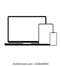 Illustration Of Laptop And Phone Icon - Vector