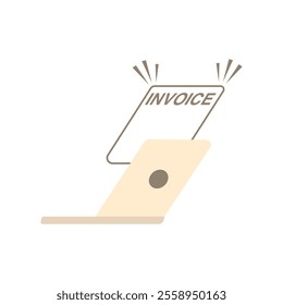 Illustration of a laptop with a pop up invoice appearing on it. Design elements illustration icon ui digital invoice and technology theme