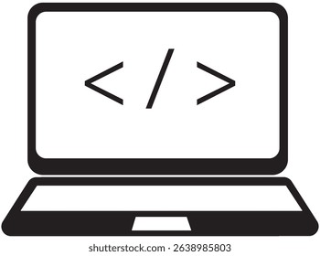 illustration of a laptop with programming code