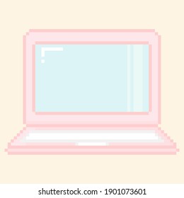 Illustration of laptop screen pixel style in soft color