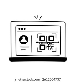 Illustration of a laptop screen showcasing a QR code being scanned