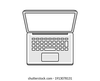 Illustration of a laptop seen from above.
