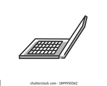 Illustration of a laptop seen from the side.