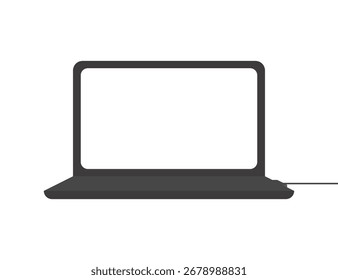Ilustração laptop simples com cabo de conexão