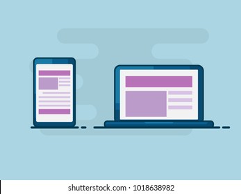 illustration of laptop and smartphone digital device flat design 