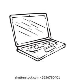 Ilustración de un doodle lineal de portátiles