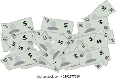 Ilustración de una gran cantidad de billetes de 100 dólares