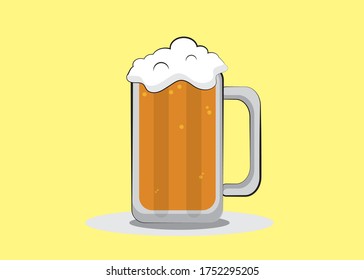 Illustration of large beer glass cartoon. EPS 10.