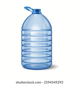 Illustration of a large blue plastic water jug featuring a handle and screw cap with clear lines and subtle highlights on a white background.