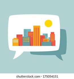 Illustration: a large city in bubble