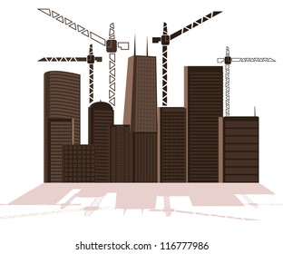 Illustration of a large city under construction. vector illustration