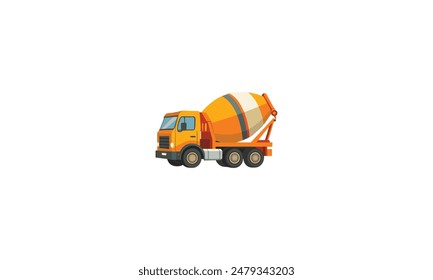 Illustration of a large concrete mixer truck, a specialized construction vehicle, depicted in a flat vector style.