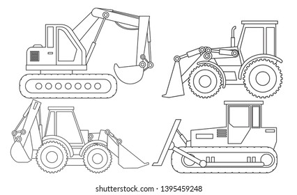 Illustration of large construction equipment, stripes