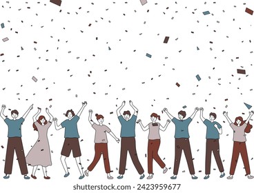 Illustration of a large crowd getting excited