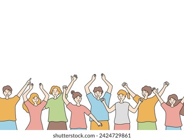 Illustration of a large crowd getting excited