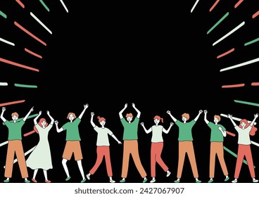 Ilustración de una gran multitud emocionándose