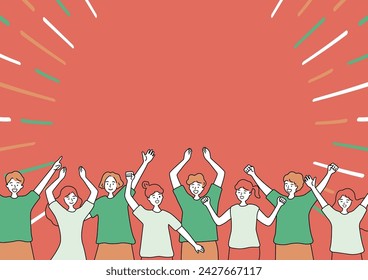 Illustration of a large crowd getting excited