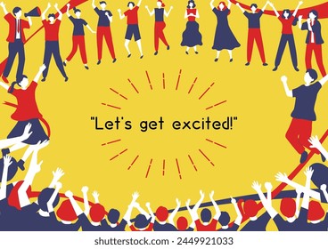 Illustration of a large crowd getting excited
