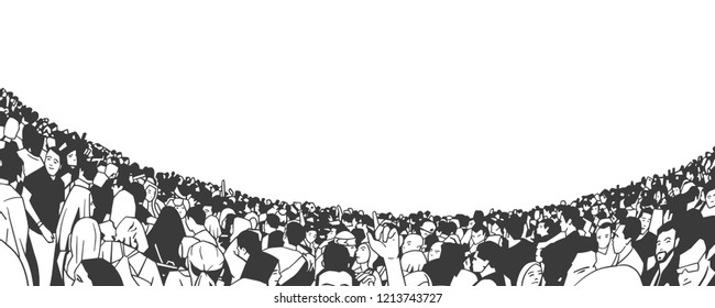 Illustration of large crowd of people fans in stadium arena