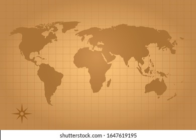 Vintage World Map On Parchment Scroll Stock Vector (Royalty Free) 95313781